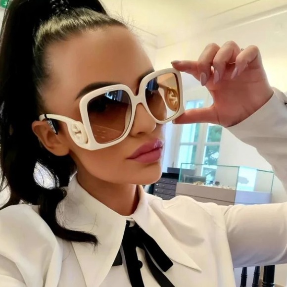 NEW GUCCI GG1326S 002 SQUARE WOMEN NUDE OVERSIZED SUNGLASSES GUCCI - Picture 2 of 16